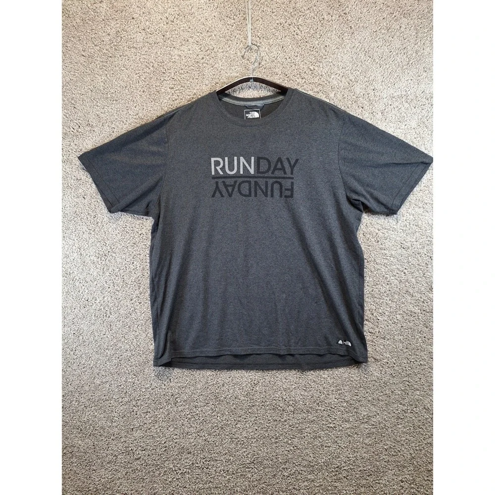 The North Face T Shirt Mens L Gray Runday Funday Graphic Short Sleeve Active Tee